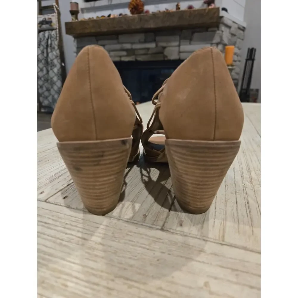 Eileen Fisher Women's‎ Vero Cuoio Peep Toe Block Heel Bootie Brown 8.5